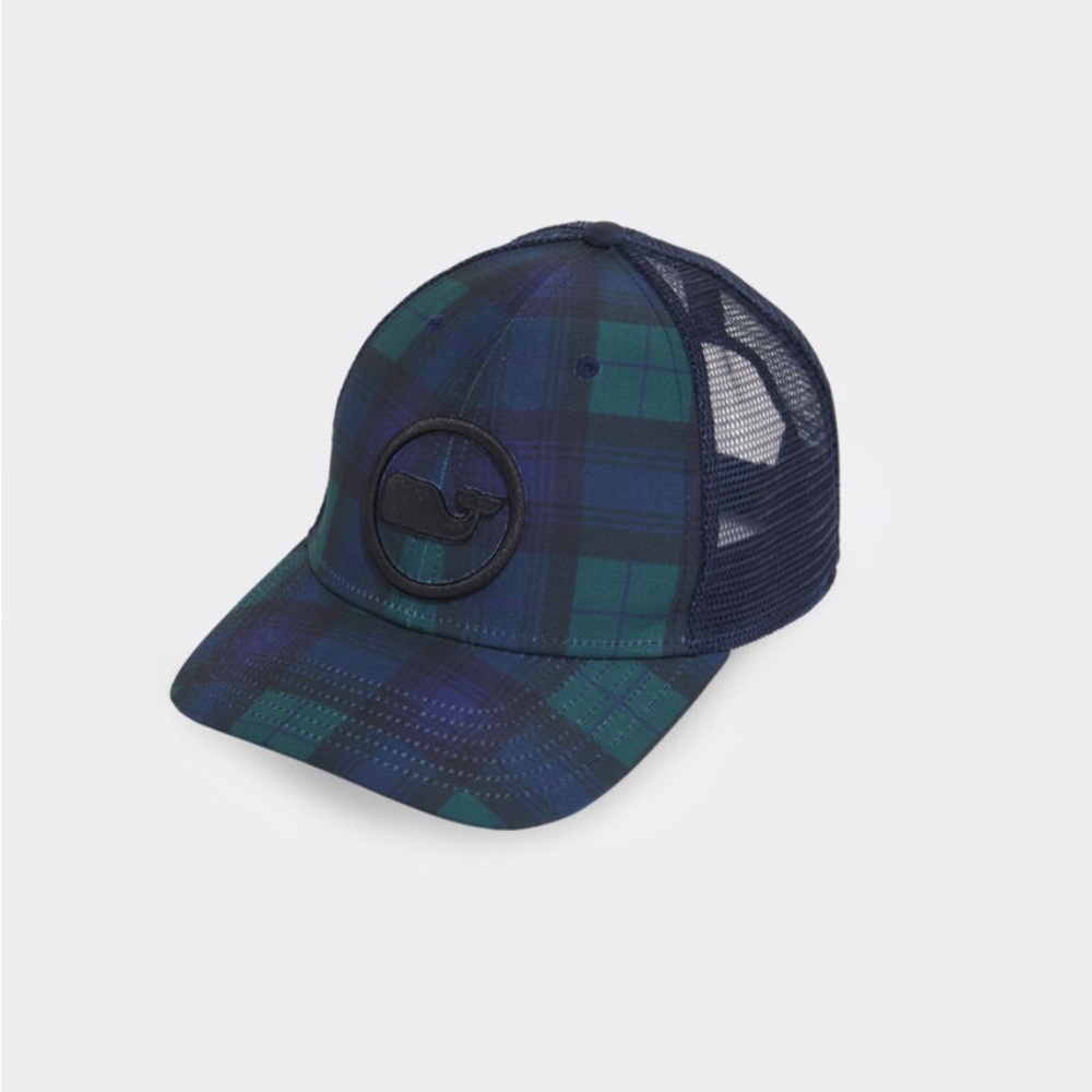 Vineyard Vines Boy’s Blackwatch Trucker Hat Green and Blue